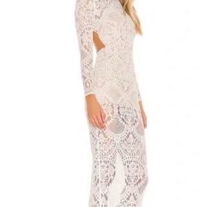 Bronx and Banco Elegant White Lace Long Sleeve Dress